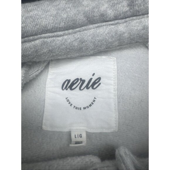 Aerie Womens Med Gray 1/2 Snap Collared Long Sleeve Sweatshirt Top Sz L Comfy - Picture 5 of 7